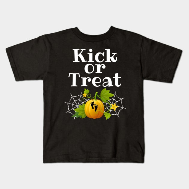 Kick or treat Halloween Pregnancy Kids T-Shirt by JustBeSatisfied